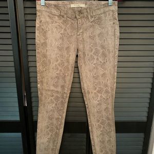 Snakeskin print skinny jeans
